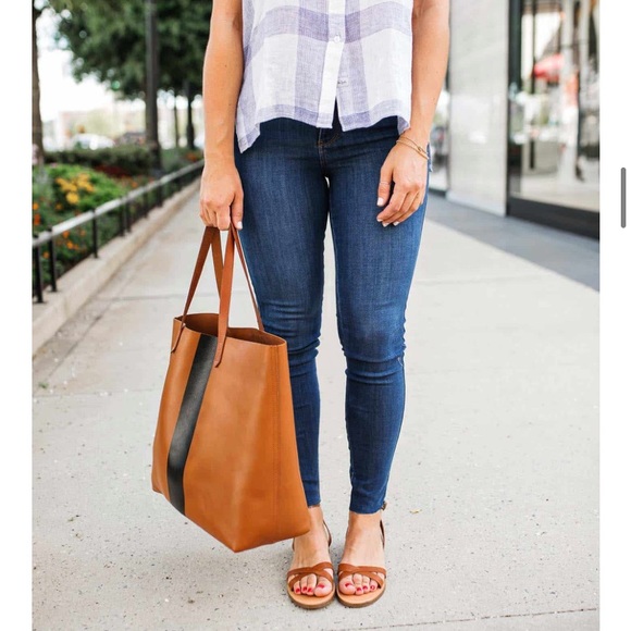 Madewell Paint Stripe Transport Leather Tote - Picture 3 of 15